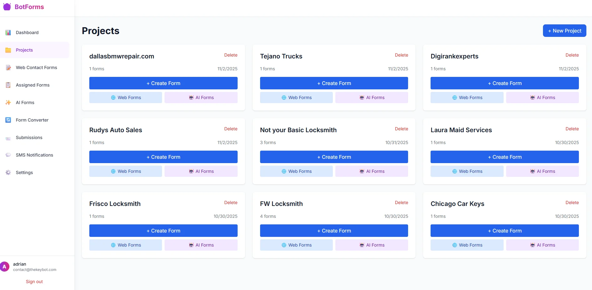 BotForms AI form generator creating custom forms from natural language